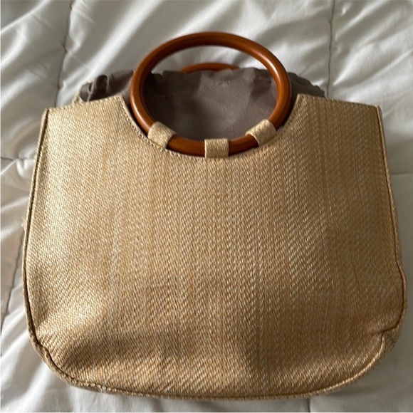 Summer straw bag with wooden handle | New - Picture 6 of 9
